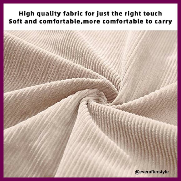 Corduroy Tote Bag Zipper Casual Large Capacity Shoulder Bag with Pockets - Picture 6 of 8